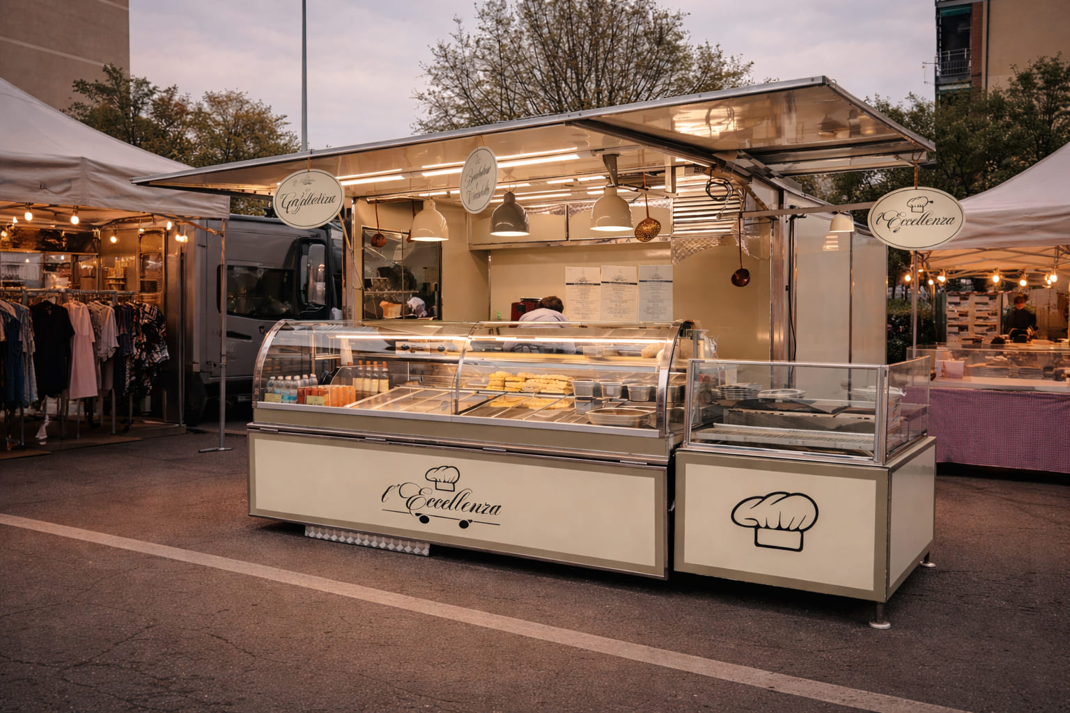 Team L'Eccellenza Street Food al lavoro su food truck per eventi a Torino
